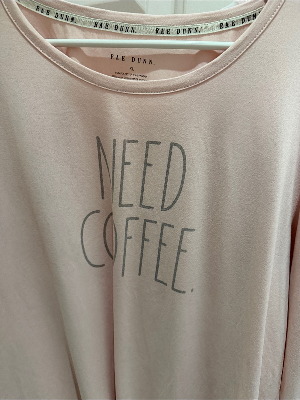 Rae Dunn Light Pink Long Sleeve Tee - "Need Coffee." - Picture 5 of 6